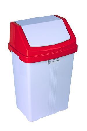 Picture of White And Red Lid Swing Bin 50L