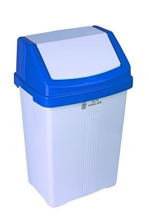 Picture of White And Blue Lid Swing Bin 50L
