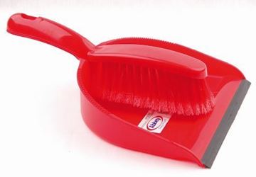 Picture of Plastic Dustpan & Brush Soft Red