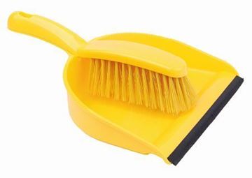 Picture of Plastic Dustpan & Brush Stiff Yellow 102942Y