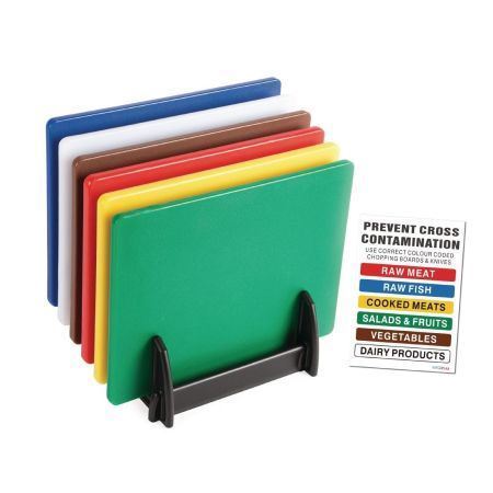 Picture of Hygiplas Standard Low Density Chopping Board Set with Rack