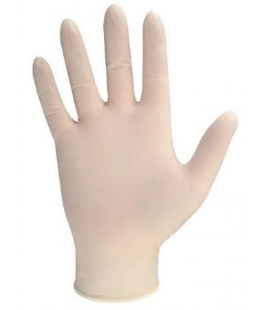Picture of Medium Cream Stretch Vinyl Examination Gloves PF