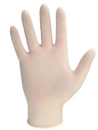 Picture of Large Cream Stretch Vinyl Examination Gloves PF